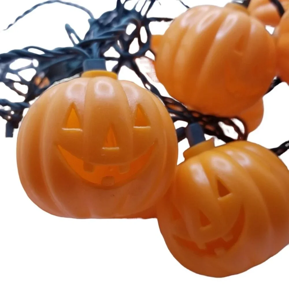 Pumpkins Jack O Lantern Happy Halloween String Lights Plastic 19 Blow Mold JOL